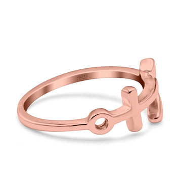 Anchor Band Rose Tone Solid 925 Sterling Silver Thumb Ring (10mm)